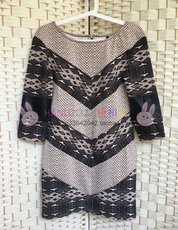 Stradivarius Genuine Store Product, Seven-Quarter Sleeve Faux Lace Dress