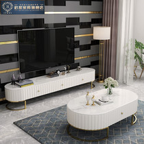 Italian-style light luxury minimalist coffee table TV cabinet combination post-modern minimalist small apartment living room fully equipped marble floor cabinet