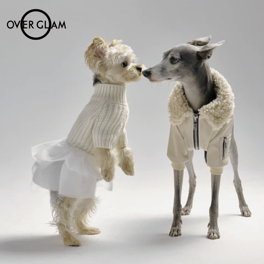 Cream sweater dress British OverGlam clothing Warm Knit Cat Dog Princess Dress Petisan