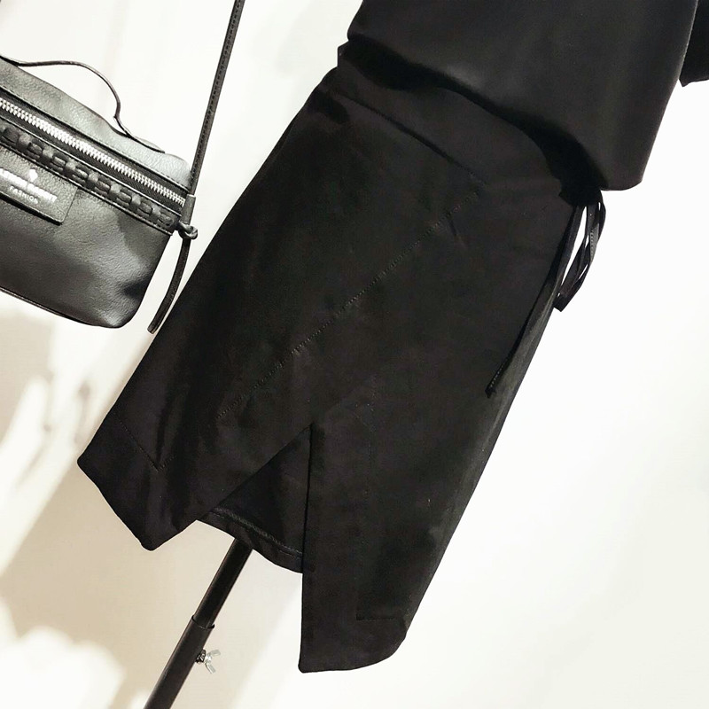 JUS tự chế nấm mốc với cùng một đoạn thiết kế Pháp đàn hồi đan buộc với T-shirt váy đen váy