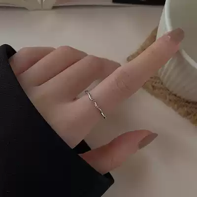 925 sterling silver ring female wavy line celibate unmarried tail ring Korean personality fine index finger joint ring opening