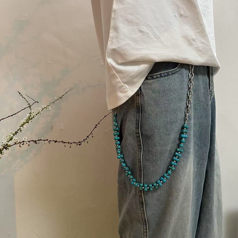 Infinite Loop Augenstern Bone Blue Turquoise Patchwork Denim Waist Chain Fashion Versatile Pants Chain for Men and Women