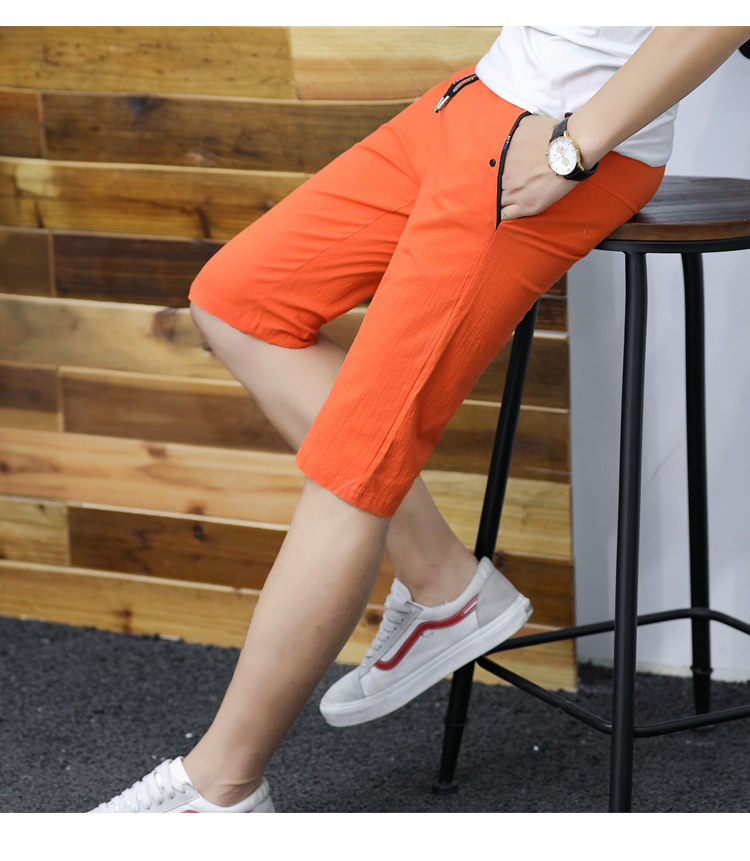 Quần short nam mùa hè Quần lửng siêu mỏng Quần dài qua đầu gối Mùa hè quần mùa hè cotton mỏng và lanh - 3/4 Jeans quần tây nam