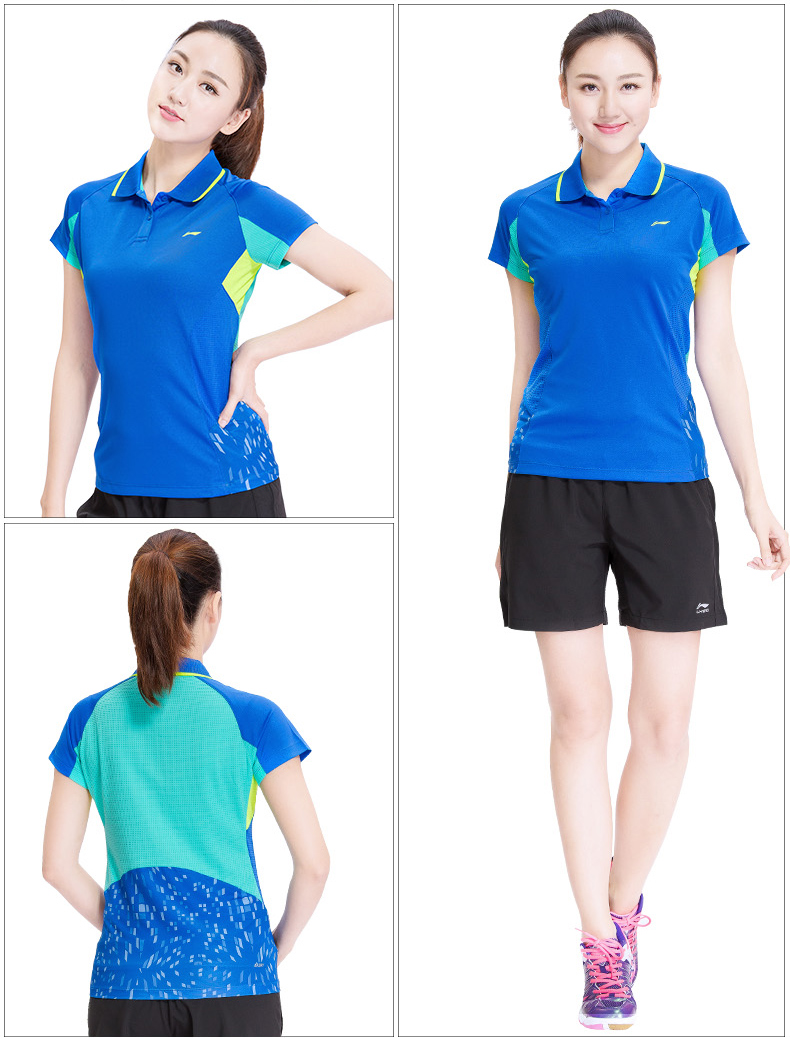 Li Ning cầu lông mặc quần áo nam và quần áo quần vợt thể thao mùa hè quần áo cầu lông khô nhanh áo thun tay ngắn quần áo đánh cầu lông