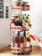 Kitchen countertop item storage rack rotatable multi-layer functional metal seasoning storage adjustable height seasoning rack