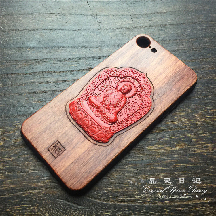 Big lacquer carving Lacquer Natal Buddha Lacquer Solid wood Mobile phone case iPhone7 8Plus 11 12ProXSMAX