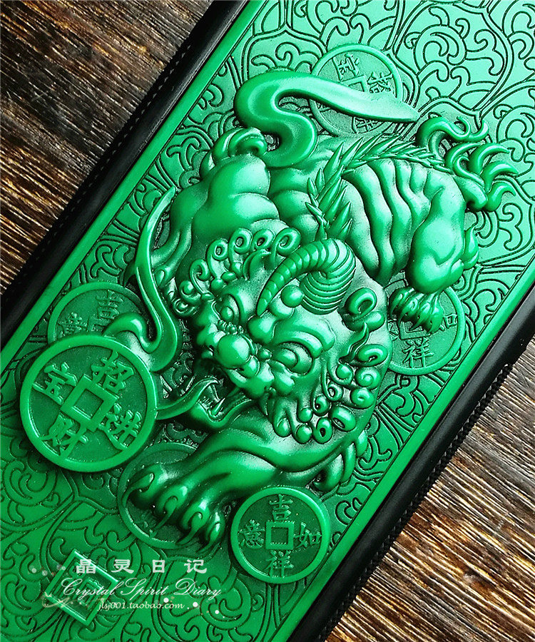Large lacquer lacquered sculptures lacquered with leather jade version mobile phone protective shell iPhone7 8Plus 11 12 13MAX