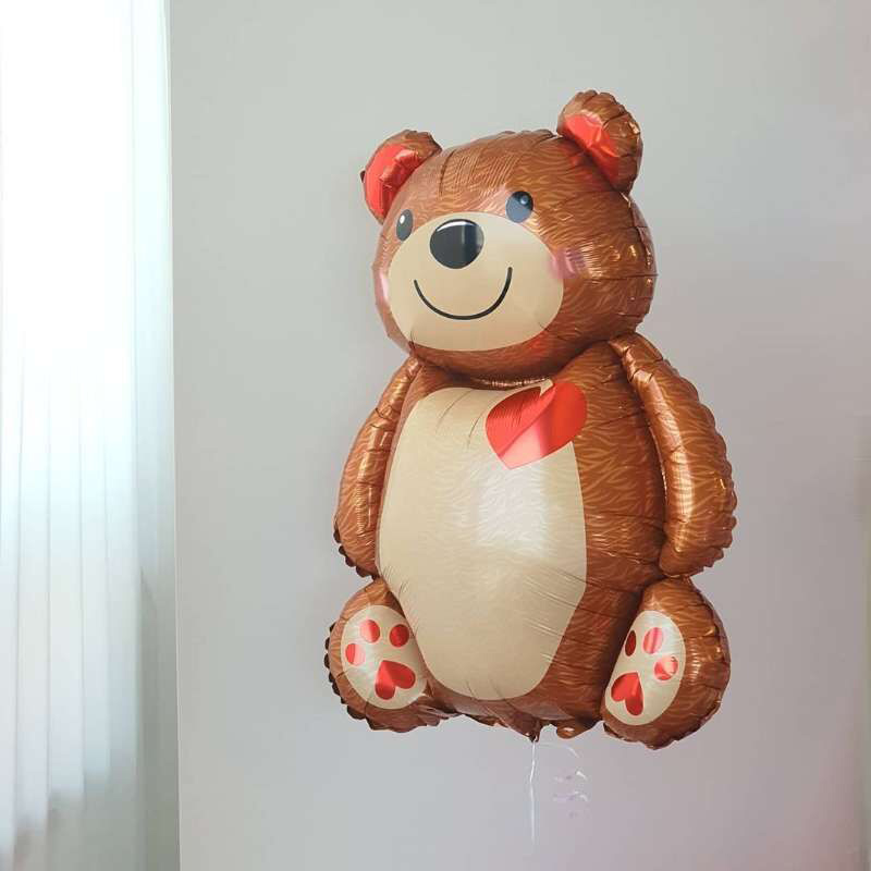 ins big and loving brown bear Valentine's Day white balloon children's tennis red girlfriend birthday party arranged cartoon-Taobao