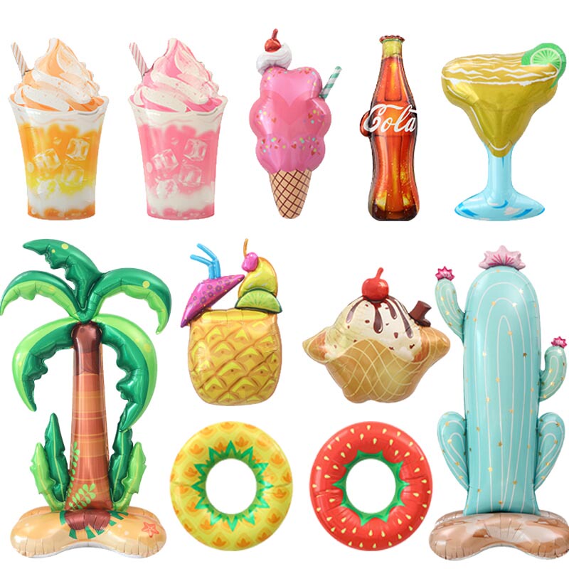 Summer Coconut Tree Cactus Ice Cream Themed Cartoon Children's Birthday Fruit Cone Cola Cake Aluminum Foil Balloon Summer Coconut Tree Cactus Ice Cream Themed Cartoon Children's Birthday Fruit Cone Cola Cake Aluminum Foil Balloon