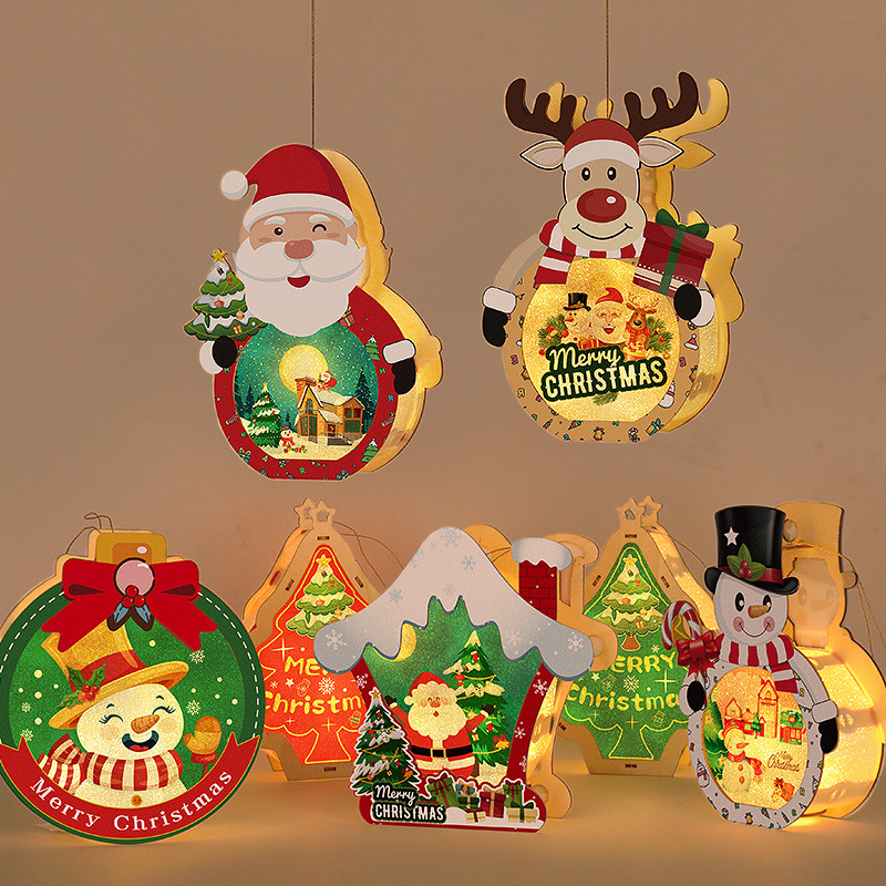 Kindergarten Christmas hand-made DIY wooden lantern children's Christmas gift parent-child early education center activities
