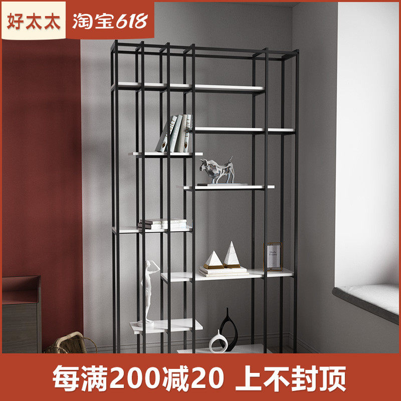 Small Wooden Hibiscus Sofa Side Metal Bookshelf Light Lavish Minimalist Iron Art Floor Shelf Living Room Cubicle Office Bookcase