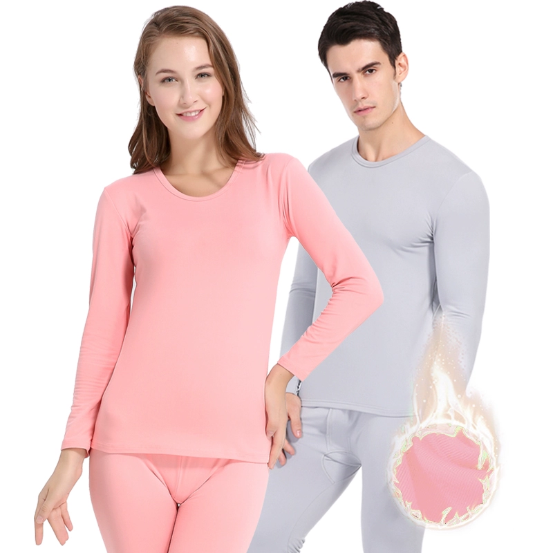 Đồ lót nam nhiệt cộng với nhung Qiuyi Qiuku nữ thanh niên phù hợp với cashmere mỏng đôi cổ tròn áo len cotton mùa đông đồ ngủ nữ quần áo ngắn