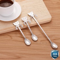 Coffee spoon 304 stainless steel creative can hang cute cute bear coffee spoon mixing spoon dessert spoon sugar spoon small spoon