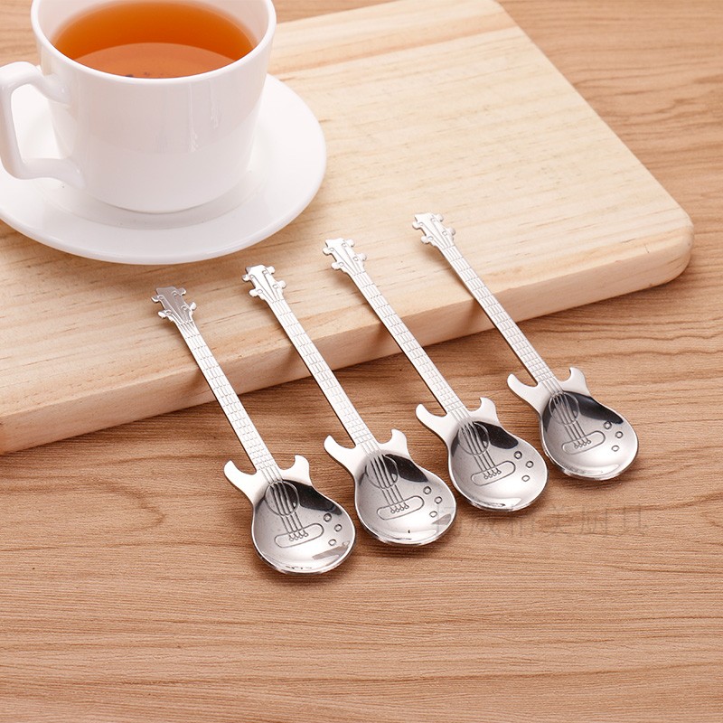 304 Guitar Spoon Coffee Spoon Sweet Spoonful Spoon Seasoning Small Spoon Mini Spoon Cream Ice Cream Spoon Small Tablespoon Cute Stirring Spoon