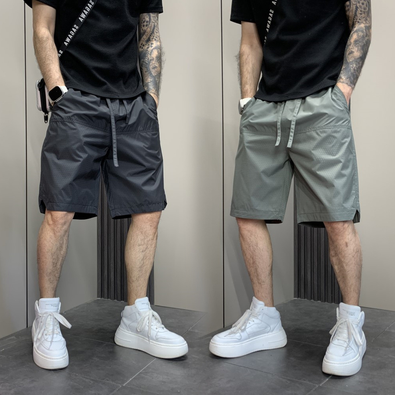 Summer New Style Laser Perforated Breathable Casual Shorts for Men, Simple, Fashionable, Versatile, Loose, Quick-Drying Ice Silk Five-Point Shorts Summer New Style Laser Perforated Breathable Casual Shorts for Men, Simple, Fashionable, Versatile, Loose, Quick-Drying Ice Silk Five-Point Shorts