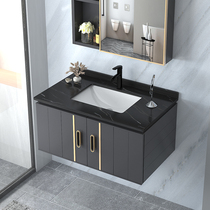 Light luxury lake bathroom cabinet combined modern minimal space aluminum wash basin in one-in-one wash bathroom wash table