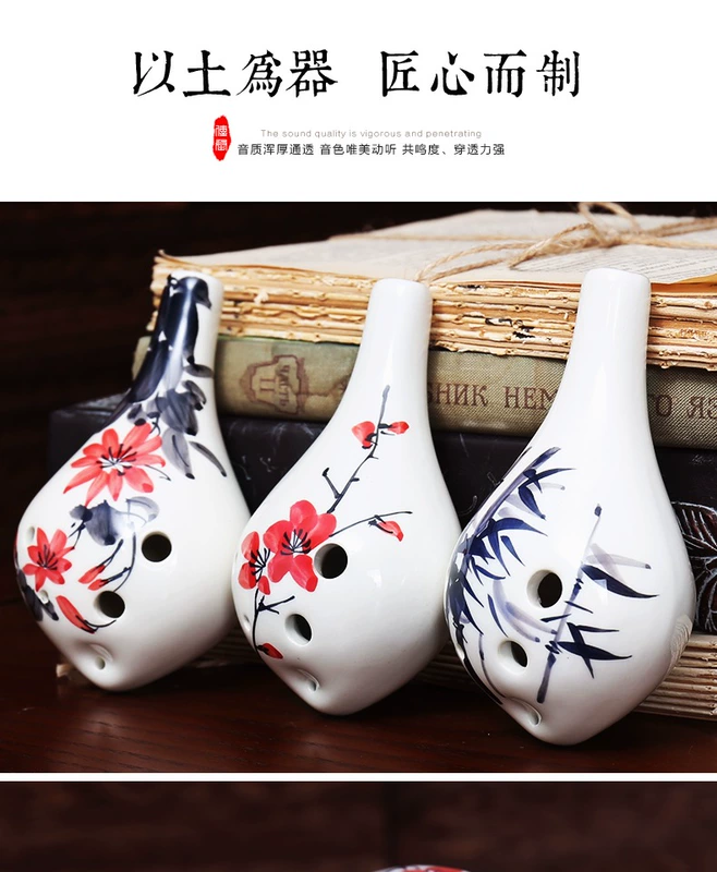 Hướng dẫn cho người mới bắt đầu 6 lỗ Alto C Clay Ocarina Học sinh Nhạc cụ Nhạc cụ Sáu lỗ AC Ocarina Nhạc cụ Quốc gia Ocarina - Nhạc cụ dân tộc