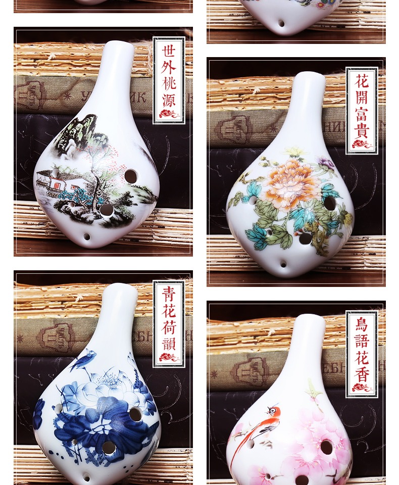 Hướng dẫn cho người mới bắt đầu 6 lỗ Alto C Clay Ocarina Học sinh Nhạc cụ Nhạc cụ Sáu lỗ AC Ocarina Nhạc cụ Quốc gia Ocarina - Nhạc cụ dân tộc dan ty ba