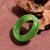 Jade Jubilee Jewelry Hotan Jade Russian Material Laokeng Jasper Yang Green Oily and Delicate 20mm Men's and Women's Jade Ring Ring A9