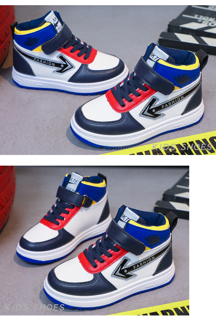 Boys' high top cotton shoes, sports children's board shoes, spring and autumn casual shoes, two cotton leather shoes,_voghion.com