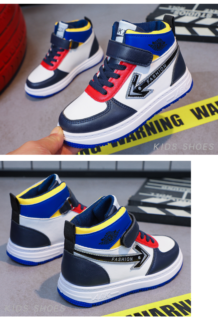 Boys' high top cotton shoes, sports children's board shoes, spring and autumn casual shoes, two cotton leather shoes,_voghion.com