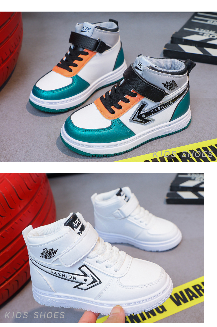 Boys' high top cotton shoes, sports children's board shoes, spring and autumn casual shoes, two cotton leather shoes,_voghion.com
