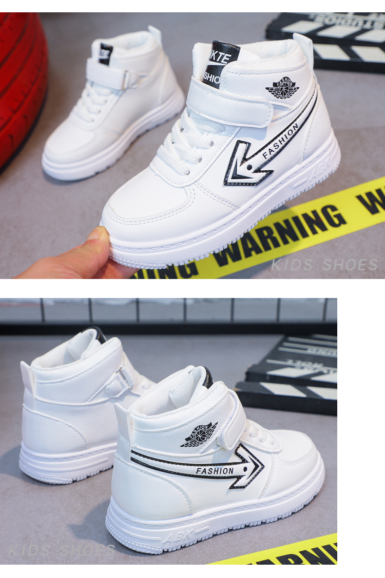 Boys' high top cotton shoes, sports children's board shoes, spring and autumn casual shoes, two cotton leather shoes,_voghion.com