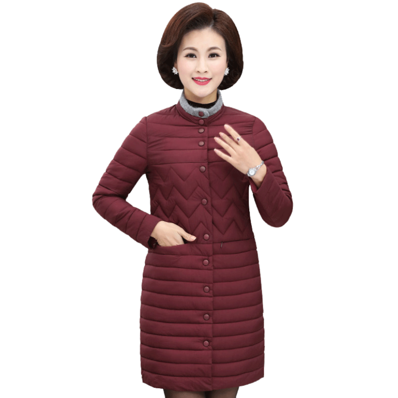 中老年女装冬装新款棉服外套中年女士妈妈装冬季中长款纯色棉衣