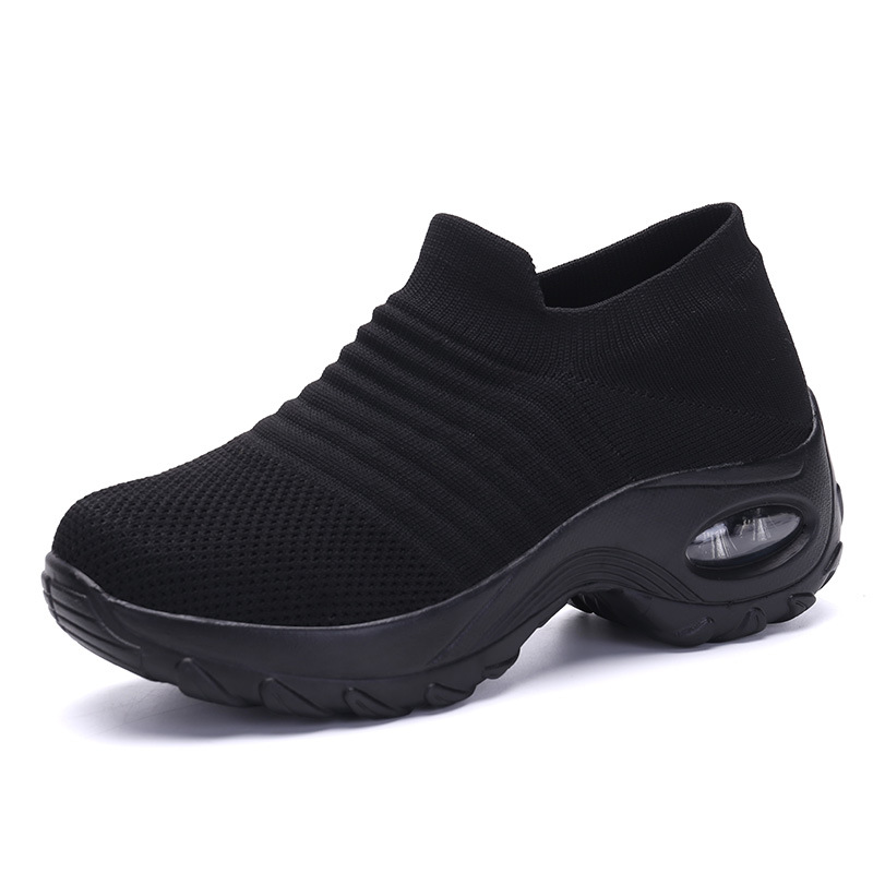 All BlackBig size 41 One 43   Fattening widen Fat feet Thick bottom middle age mom Wide head motion female Rocking shoes