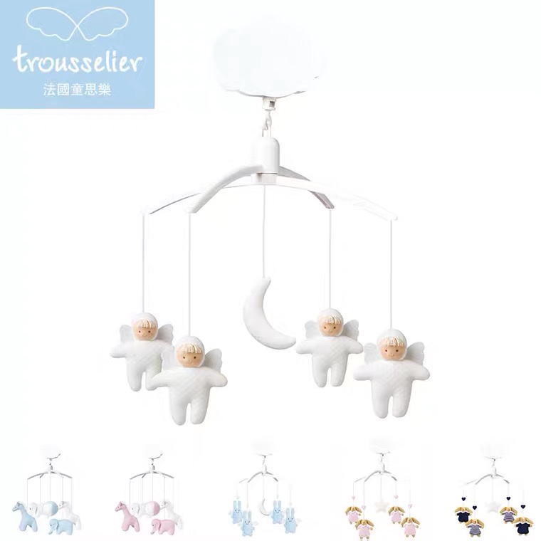 French Trousselier little angel music bed bell hanging newborn baby soothing music box gift