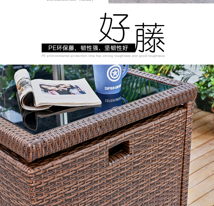 Wicker ghế ba mảnh kết hợp ban công sân thượng ngoài trời bàn ghế ngoài trời ghế ngoài trời phòng nắng giải trí đồ nội thất sáng tạo bộ bàn ghế sân thượng
