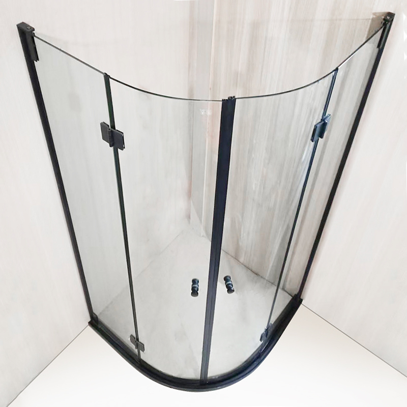 Extremely Narrow Frameless Curved Folding Shower Room Dry and Wet Separation Partition Small Apartment Bathroom Glass Shower Room