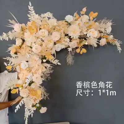New rural yard wedding ceremony simulation silk flower hanging flower diagonal flower field row Flower Ball stage layout decorative flower