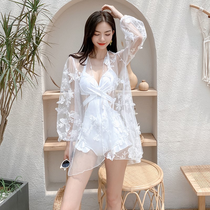 CK QIOM swimsuit women 2021 new one-piece hot spring sexy smock bath suit covering belly thin ins Wind