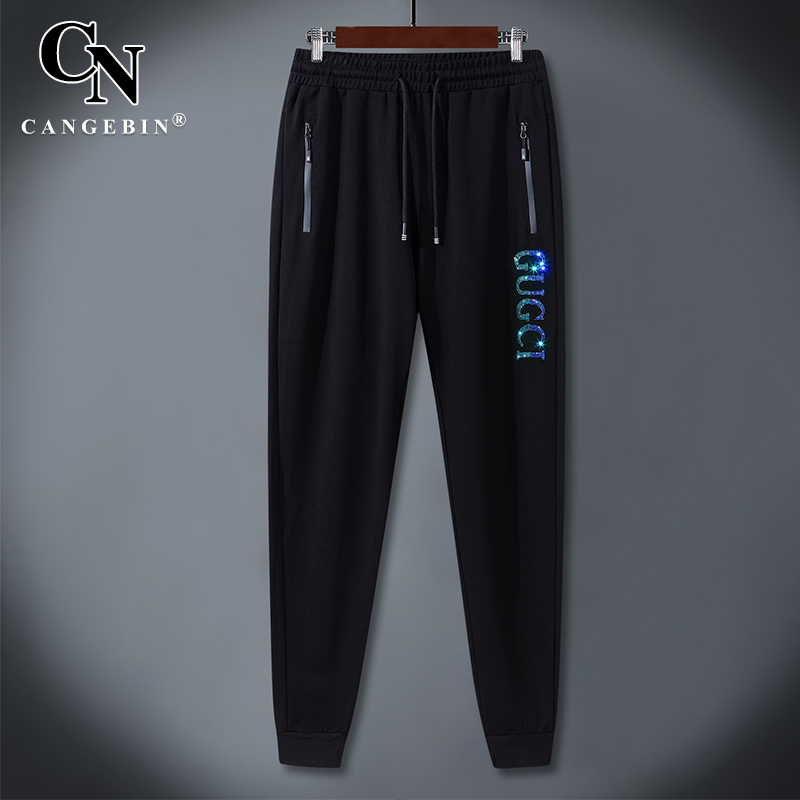 Casual pants men's 2022 new trends Korean version Harun bunches pants large size and small feet boomer sports thick cotton pants
