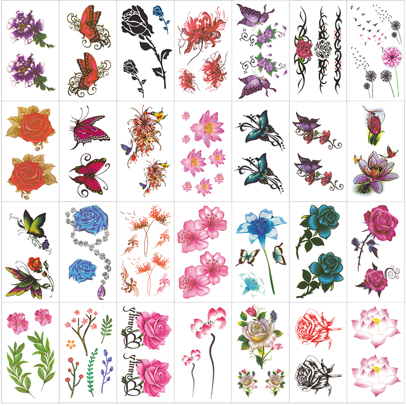 Tattoo Stickers Waterproof Men and Women Persistent Korean Xiaoqing Netred Butterfly Ankle Clock in Wind Stickers