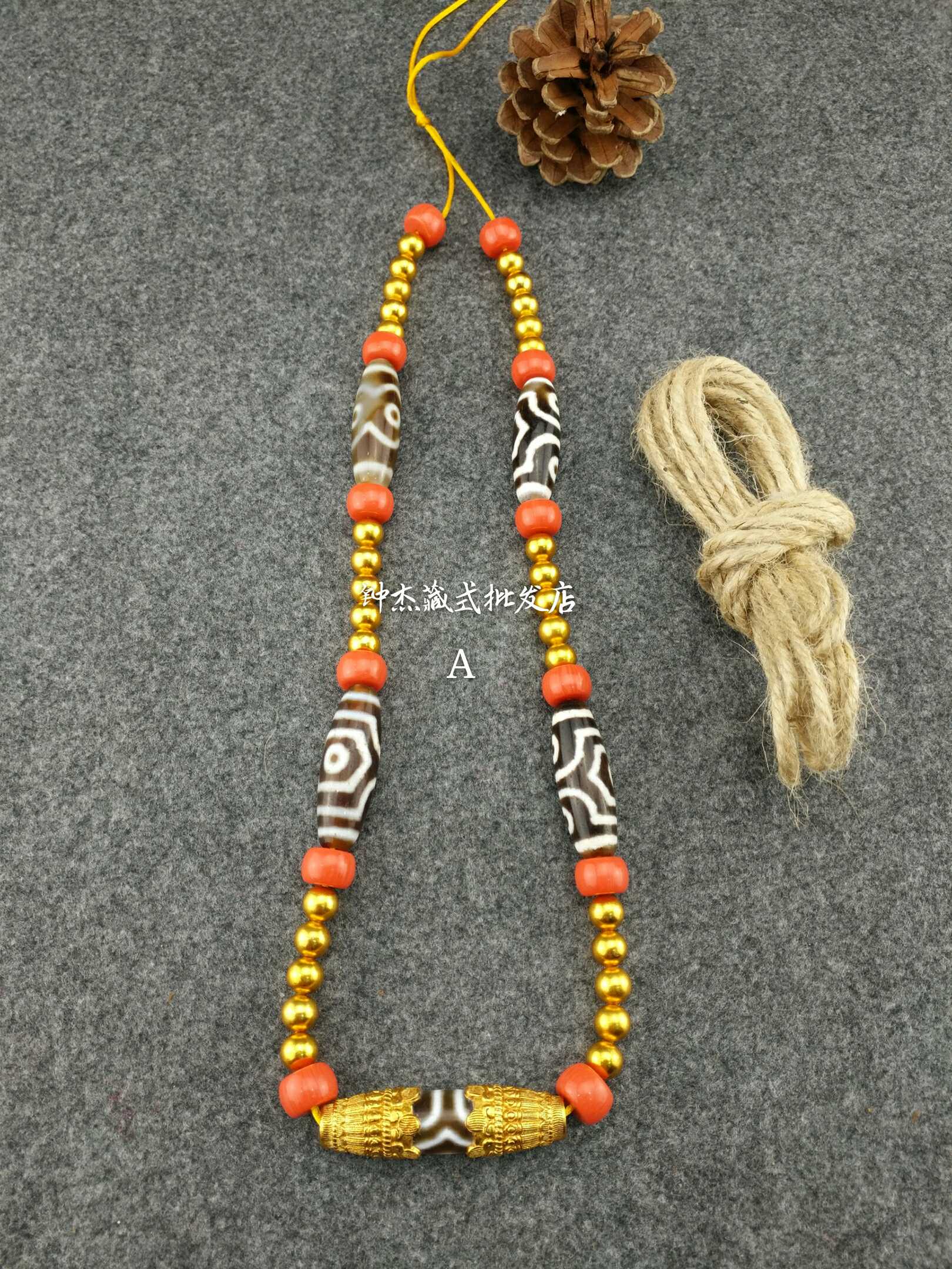 Necklace Tibetan necklace Nepal gold-plated non-fading dzi necklace accessories round beads new coral beads