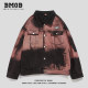 BMOB ເສື້ອຢືດ denim tie-dye spring and autumn fashion brand American retro oversize high street design couple jacket