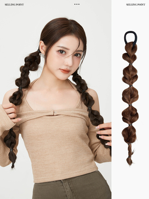 taobao agent Wig braid bubble braid European and American style boxing twist long braid double ponytail sweet woman net red hot girl lantern braid