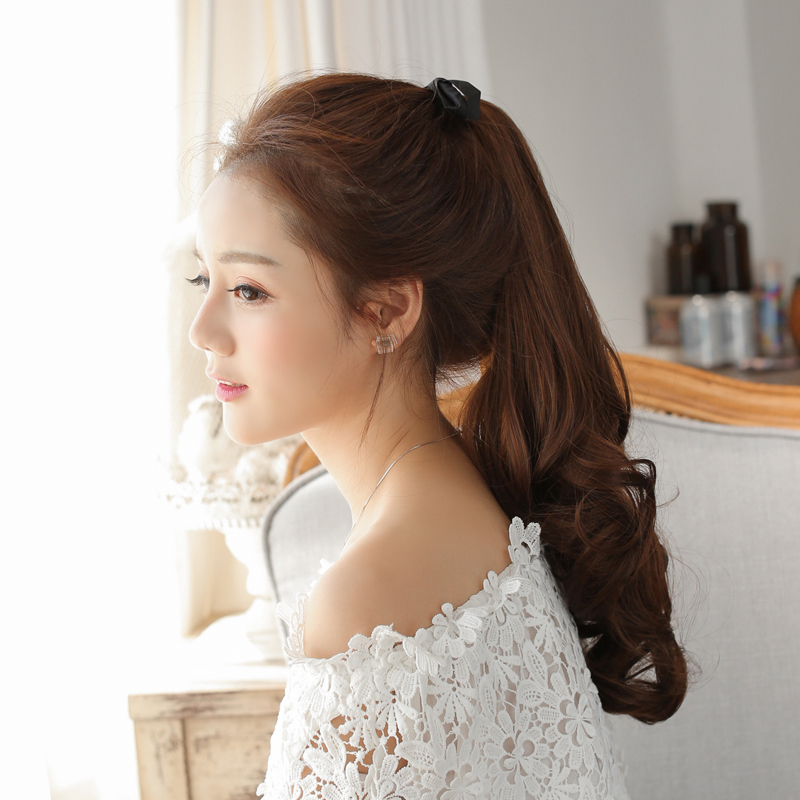Wig Ponytail Female Long Hair Curly Hair Large Wave Temperament