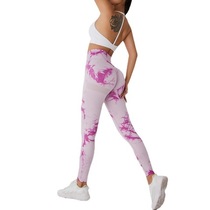 Sports Sexy Fitness Seamless Leggings New Butt Lifting Yoga Pants Womens Tie Dye Sewing Peach European and American High Waist Running