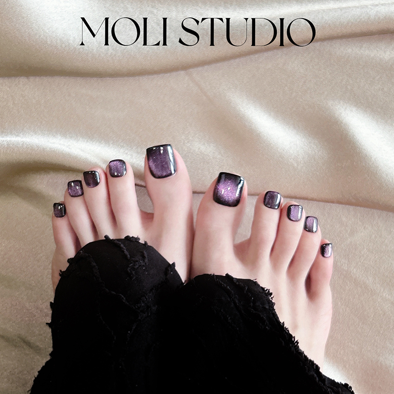 Molinail Black Magic Fairy Sweet Cool Hot Girl Style Cat Eye Wearable Nails Short Toe Nails Dark Style Toe Nails