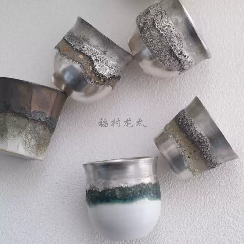 國內現貨日本作家高島大樹手作藍格子六角杯六角碟盤大格杯-淘寶Taobao