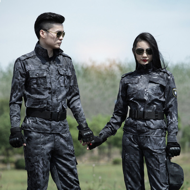 Spring Black Python Army Camaradresses Suit Men's Army Fans Work Wear and Wear Resistant Military Training Wear women's clothes