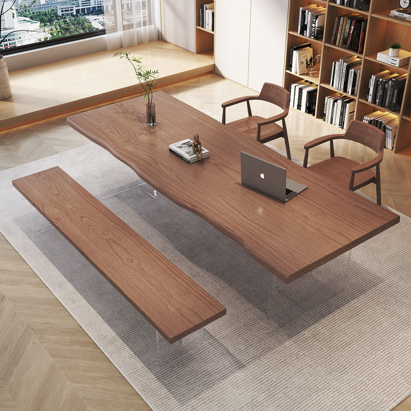 Suspended Acrylic Living Room Strip Modern Simple Solid Wood Home Workbench Large Tea Meal Desk and Chair Combination