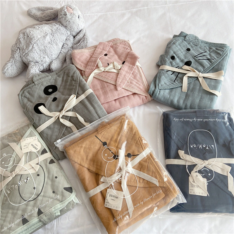 Fart Akins Nordic gauze bath towels Cute Cartoon Blanket Baby Cover Blanket Birth scarves to be held by newborns