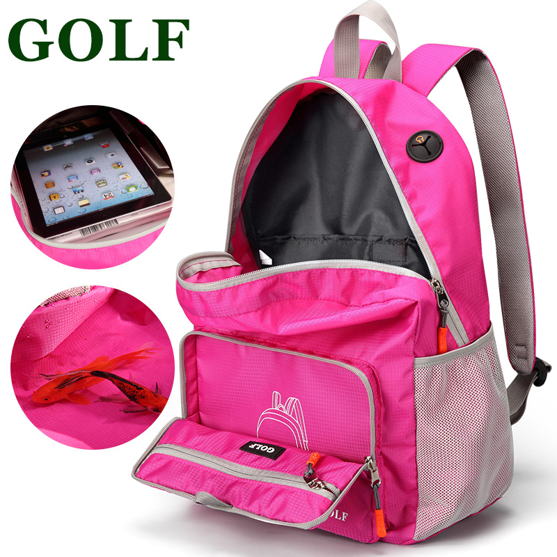 GOLF折叠双肩包女书包超轻便携旅行皮肤包登山出游户外运动背包男_英家券