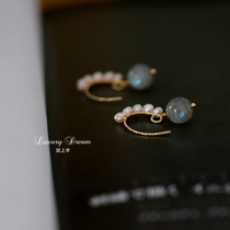 Strange earrings vintage Hong Kong style short style exquisite temperament short earrings pull feldspar pearl earrings