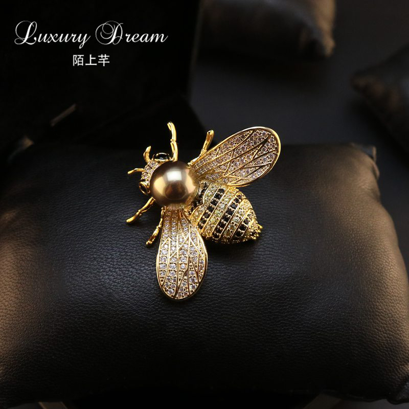 New zircon bee trâm nữ phụ kiện bumblebee pin nhỏ cổ áo kim tuyệt vời