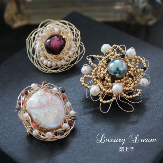 陌上 芊 Trâm cài Baroque Pin nhỏ trang trí khăn lụa khóa cao cấp sử dụng pin kép ghim cài áo vest nam